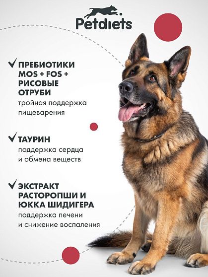 Корм сухой "Petdiets" для взрослых собак крупных пород, говядина