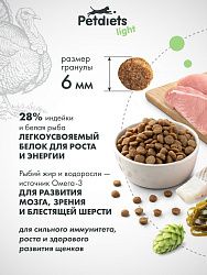 Корм для щенков собак мелких пород с Индейкой и Рыбой 2кг лайт