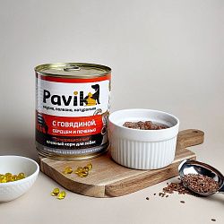 Консервы для собак. С ГОВЯДИНОЙ, СЕРДЦЕМ И ПЕЧЕНЬЮ 750гр.