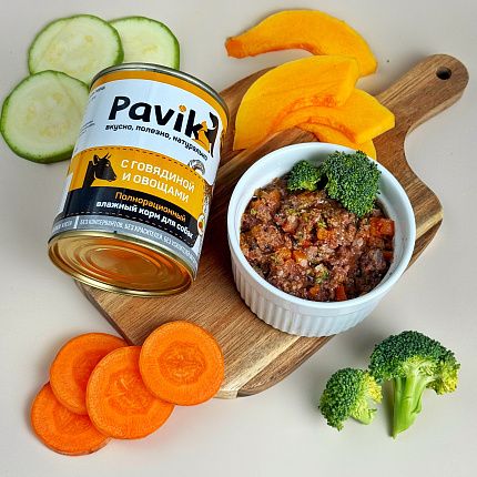 Консервы для собак. ГОВЯДИНА С ОВОЩАМИ 330гр.