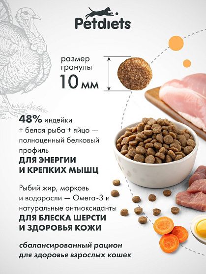 Корм для взрослых кошек. Индейка (по акции)